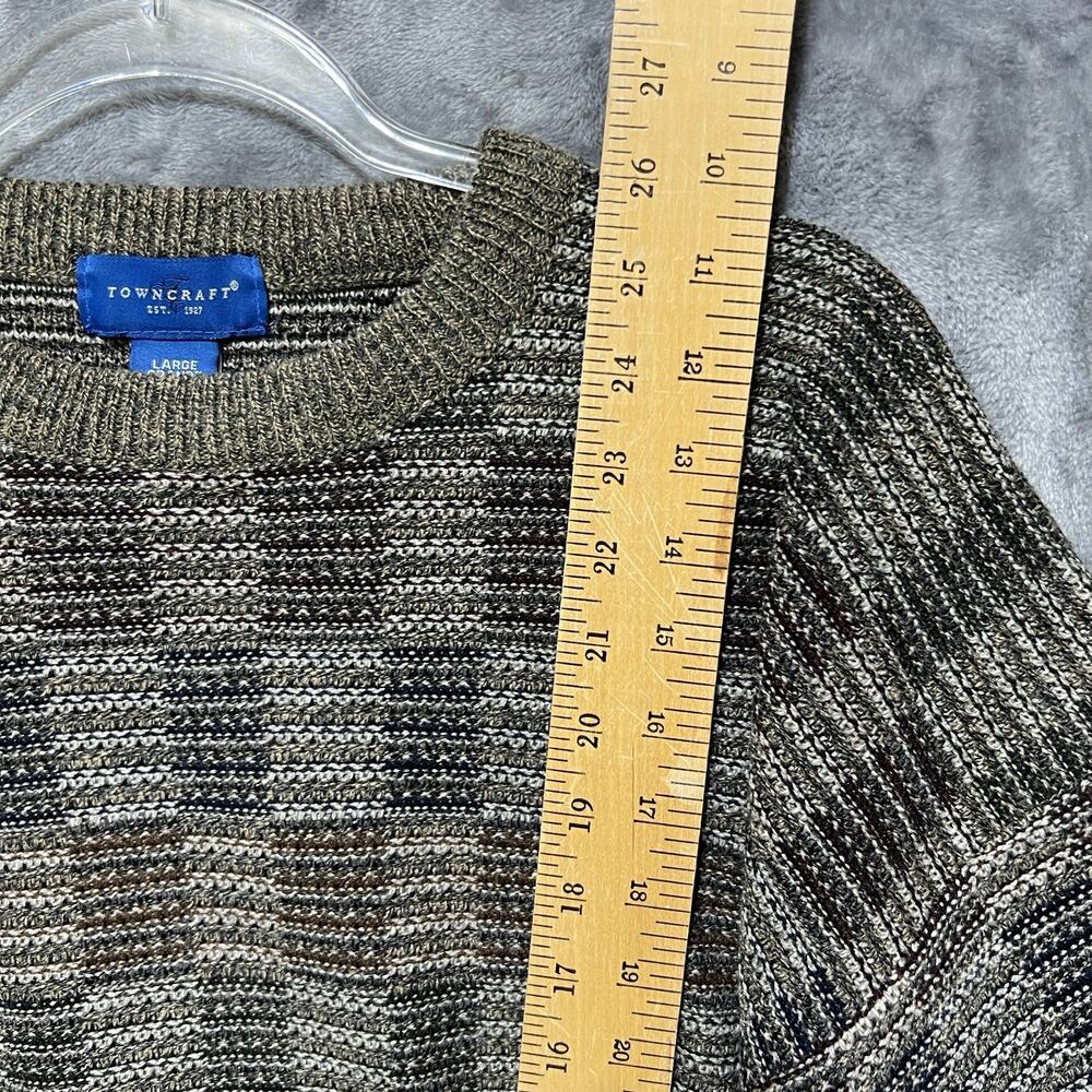 Vtg TOWNCRAFT‎ Mens Cosby Style Sweater Sz L 90s Geometric Checker Crewneck Brwn - Picture 8 of 8